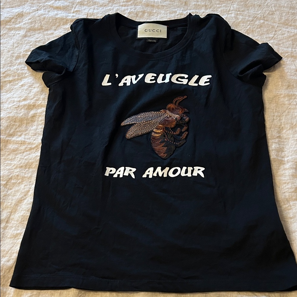 Gucci L’ Aveugle Black Embroidered T-Shirt